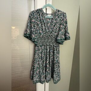 Max Studio- Green Floral Midi Dress